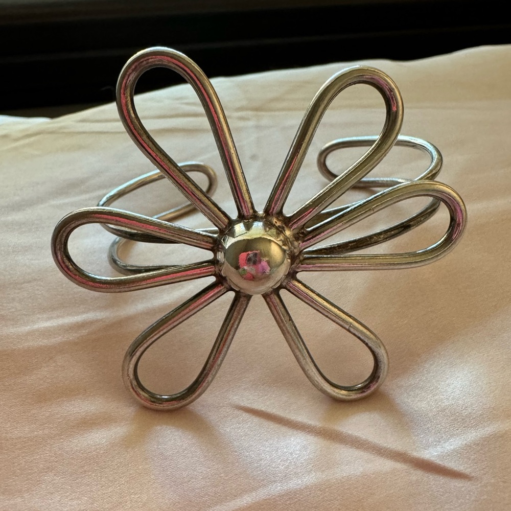Sterling Silver Flower Cuff